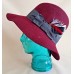 CLOSE OUT SALE Ladies M BURGUNDY RED & GRAY Wide Brim Fedora HAT 100% Wool  eb-32876854